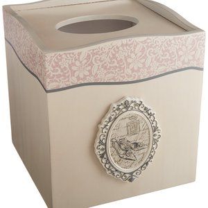Avanti Juliet Soft Pink Tissue Box Bathroom Decor